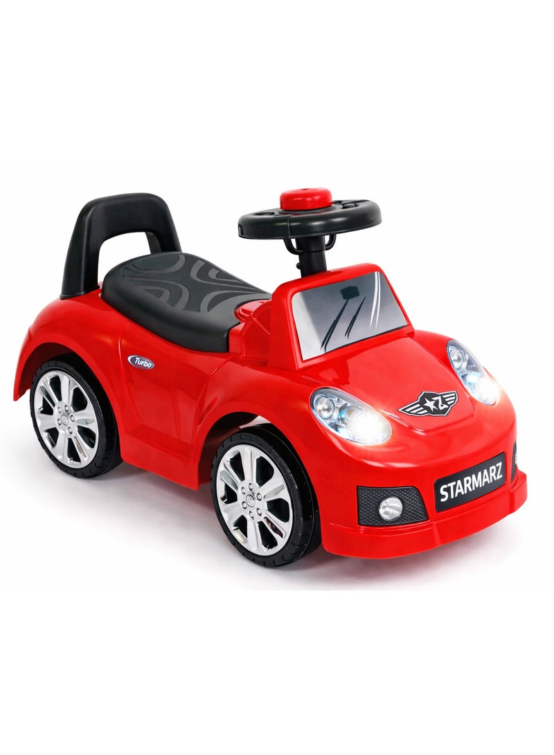 StarMarz Mini Rider Push Car with Light & Music – Premium Ride-On Baby Walker with Steering Wheel, Backrest & Storage – Kids 1–5 Years, Red - Image 1